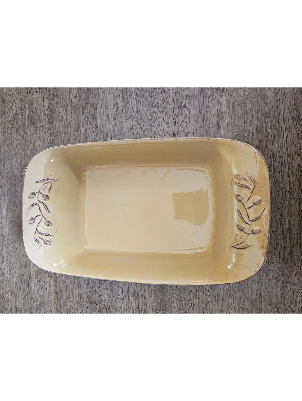Cerutil Stoneware Mustard Yellow Olive Branch Casserole Baking Dish Portugal